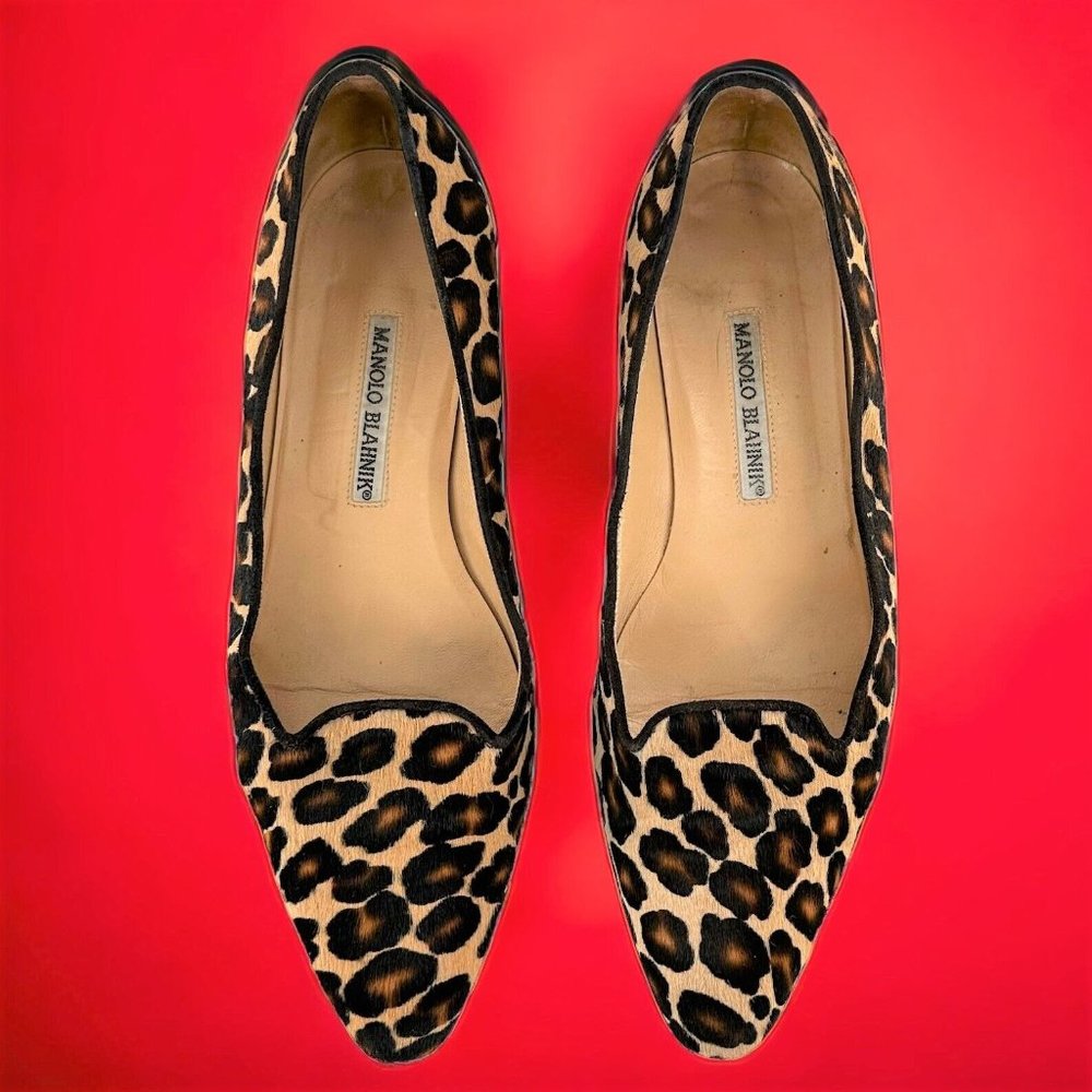 Manolo Blahnik Leopard Print Flats